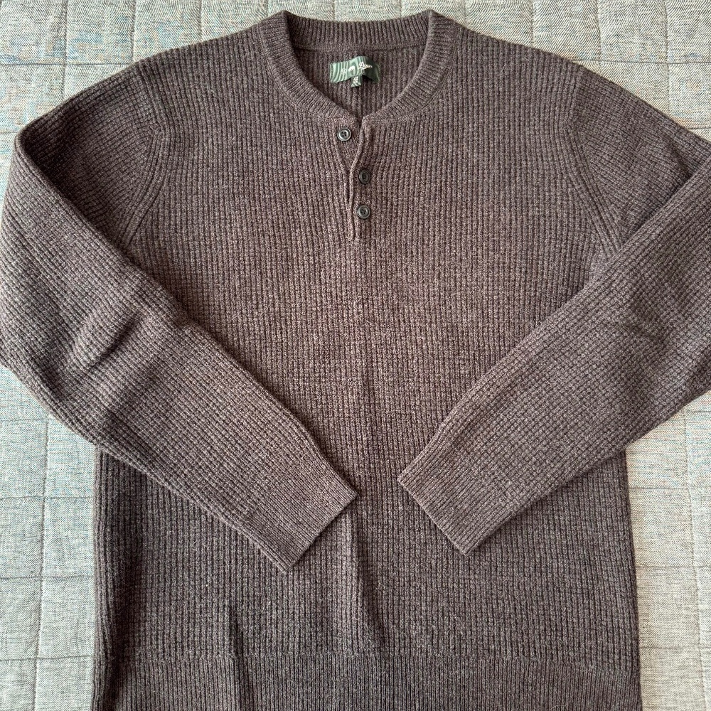 Taylor Stitch x Tanner The Sidecountry Sweater in Heather Coffee Merino Waffle L